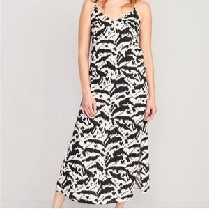 Old Navy Maxi Slip Dress Womens XL Beach Coverup Casual Comfort Black & White